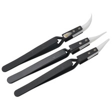 3pcs Non Conductive Ceramic Tweezers Anti-Static Reverse Tweezers Heat Resistant