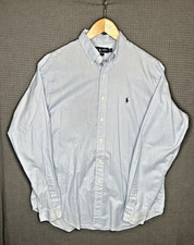 Ralph Lauren Shirt Mens 16.5 36/37 Blue Striped Pinpoint Oxford Yarmouth Preppy