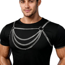 Men's Chest Harness Chain Costume, Body Harness Belt for Men, Chest Harness F...