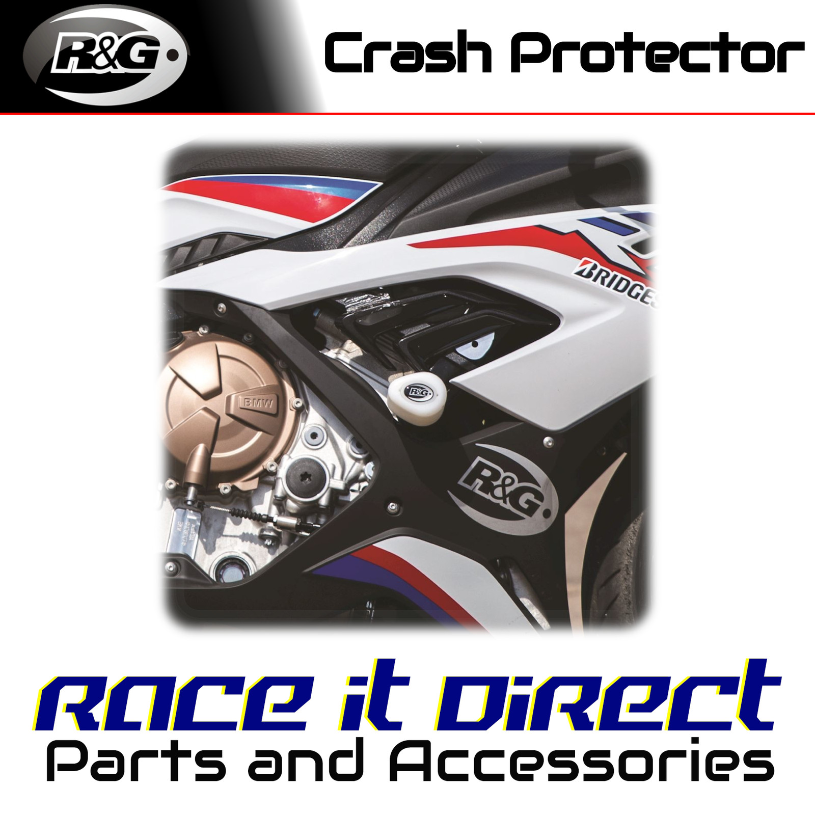 Crash Protectors for BMW S1000RR 2019-2022 Race Aero White R&G