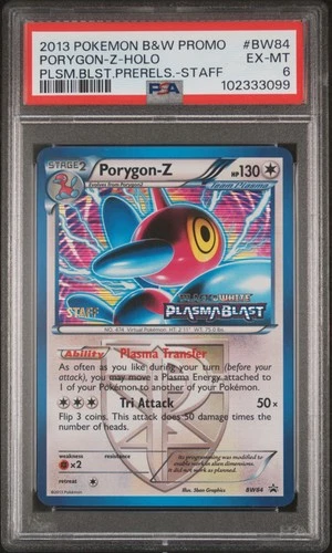 Porygon-Z BW84 STAFF Holo PSA 6 Plasma Blast Stamped Promo Pokemon Card