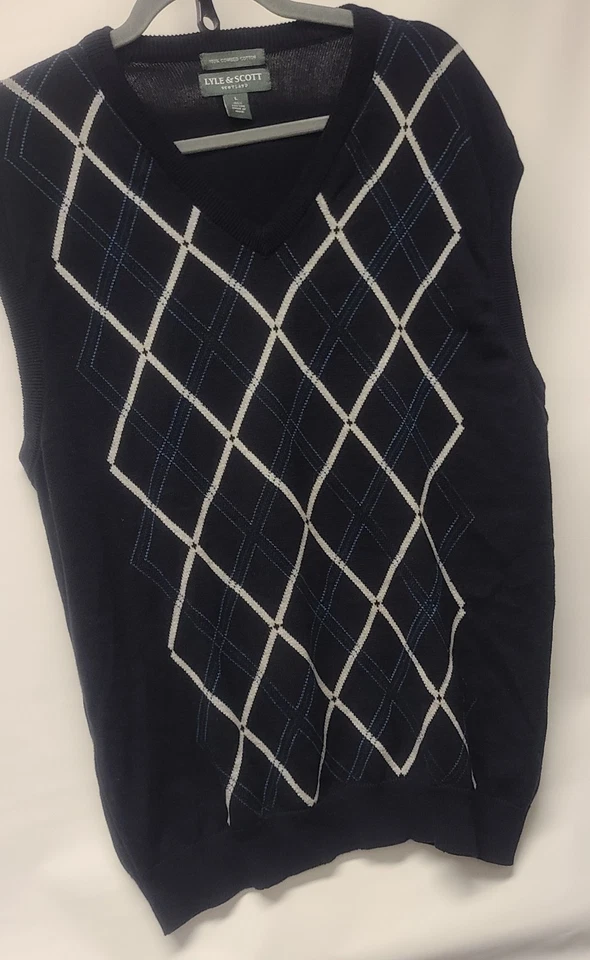 Colete Suéter Lyle & Scott Scotland Argyle Tamanho Grande Masculino - Imagem 2 de 4