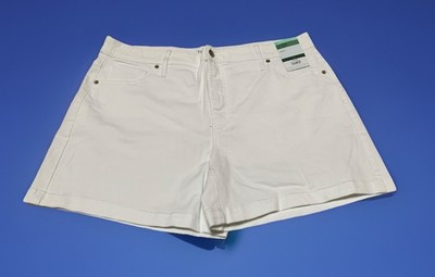 NEW Terra & Sky Women's High Rise A-Line White Stretch Denim Shorts/Pockets 16W