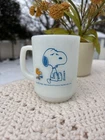 Vintage 60s Fire King Anchor Hocking USA Snoopy Woodstock Coffee Mug Milk Glass