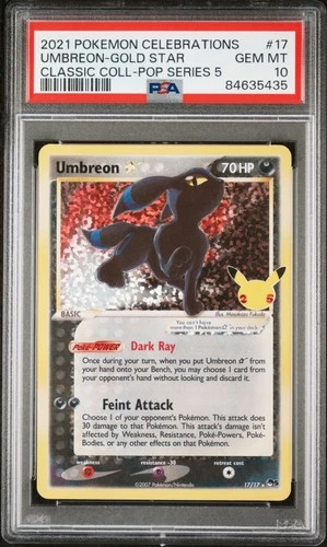 2021 Celebrations Classic Collection Umbreon Star #17 GEM MT PSA 10 POP Series 5