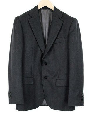 SUITSUPPLY Napoli Herren Blazer UK38R Super 110er Wolle gestreift dunkelgrau Sakko *