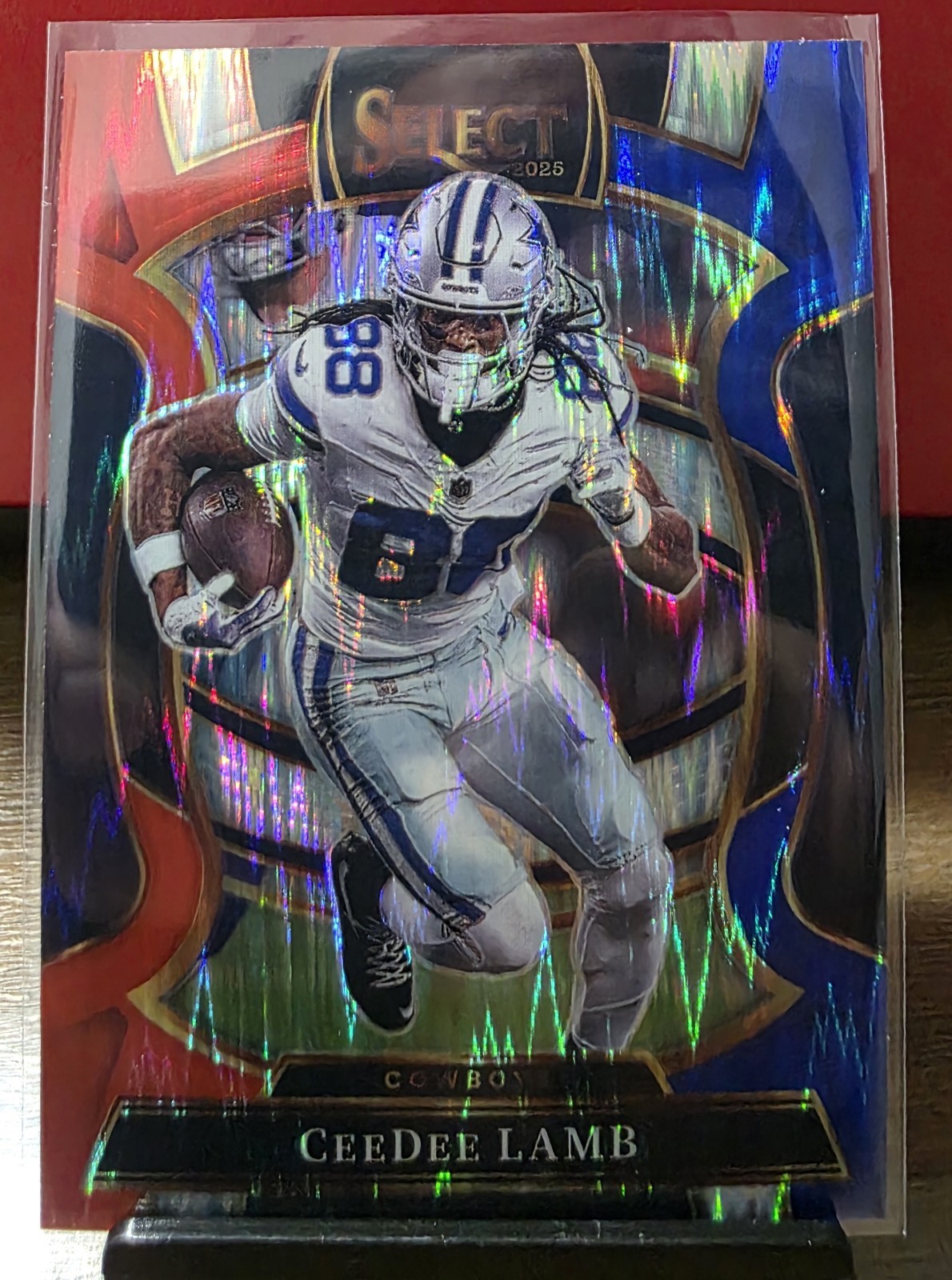 2025 Panini Select #98 CeeDee Lamb Red and Blue Prizm Shock