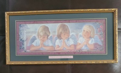 Vintage Home Interiors Little Angels Praying Matthew 18:20 Scripture Artwork 