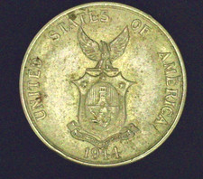 1944 Philippines 5 Centavos Hammer Anvil Volcano World War II Victory Coin
