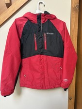 Columbia Omni-Tech Youth M Red Black Hooded Waterproof Winter Ski Jacket