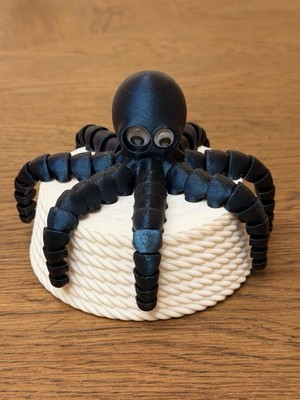 Articulated Octopus , Home Desk Decor, 3D Printed, PLA, Burnt Titanium