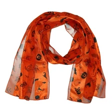 CTM Women's Halloween Holiday Print Lightweight Scarf