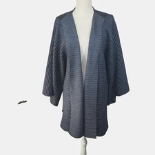 Design House Stockholm Cardigan Kimono Womens OS Blue Ribbed Made in Sweden