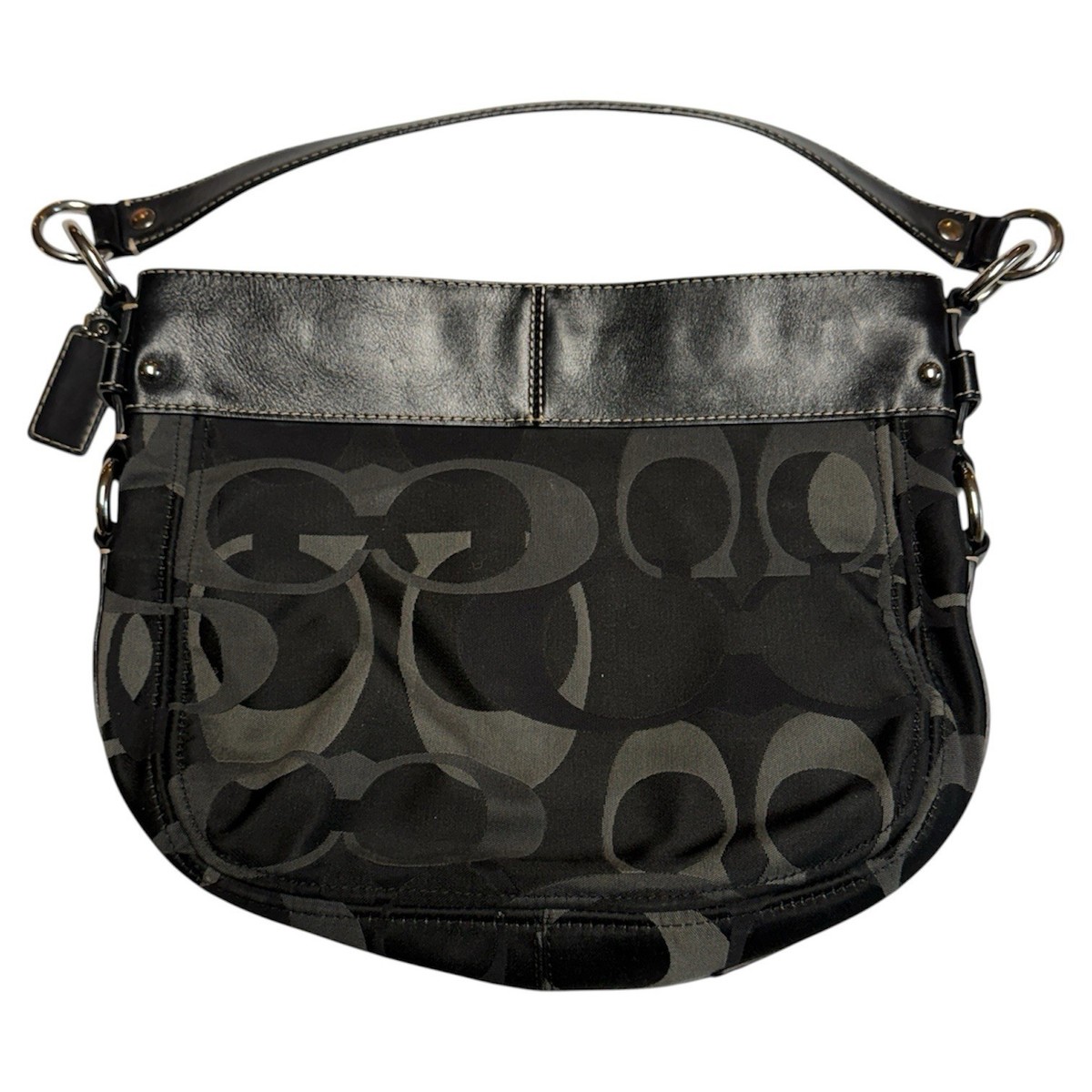 Coach Zoe Optic Signature Black Hobo Purse Shoulder Bag F14711 | eBay