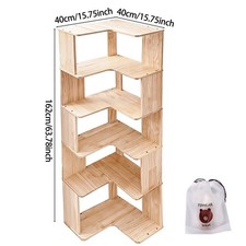4/5 Tier Standing Book Shelves Corner Shelf Storage Wood Display Bookcase Unit