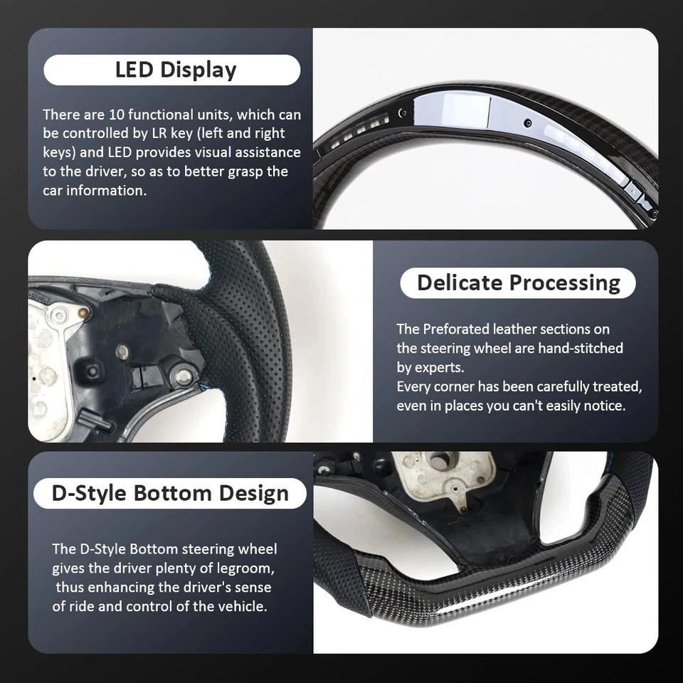 Carbon Fiber LED Steering Wheel For BMW E90 E91 E92 E93 SSG 2005-2012 No Heated - Image 4 of 4