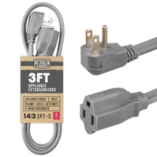 3 Foot Appliance Extension Cord Gray 14 Gauge 3 Prong Spt3 Heavy Duty Cable For