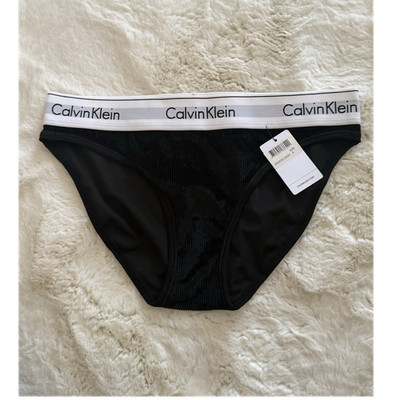 Calvin Klein Women's Black Logo Waistband Bikini Panties S