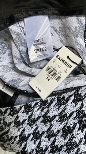 NUEVO PANTALÓN EXPRESS PIERNA ANCHA SUPER TIRO ALTO PATA DE GALLO TALLA 12R - Imagen 6 de 7