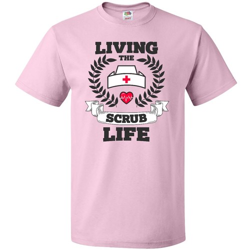 T-Shirt Inktastic Living The Scrub Life With Nurses Mütze Berufe Krankenschwester Erwachsene - Bild 1 von 5