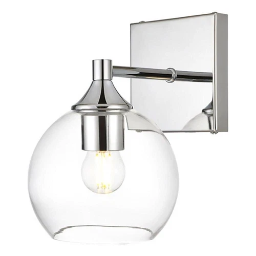 Living District Foster 1-Light Iron & Glass Bath Sconce in Chrome/Clear - Picture 1 of 3