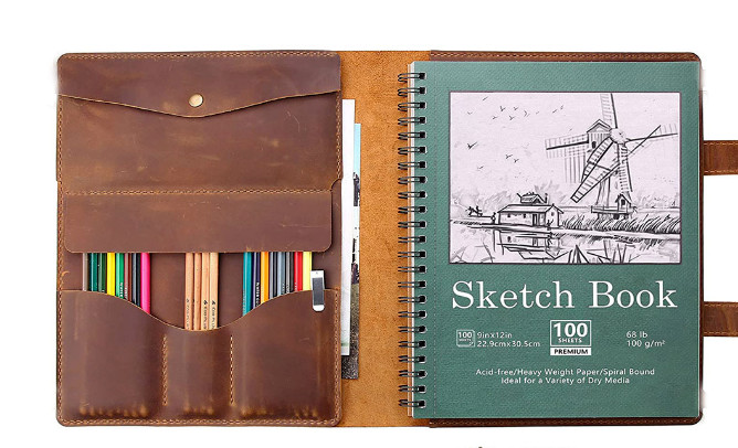 Bag Painter Drawing Cow Leather Brown Q381