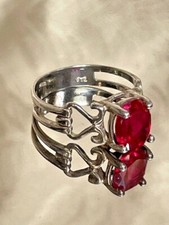 925 STERLING SILVER LAB-CREATED RUBY RING SIZE 9