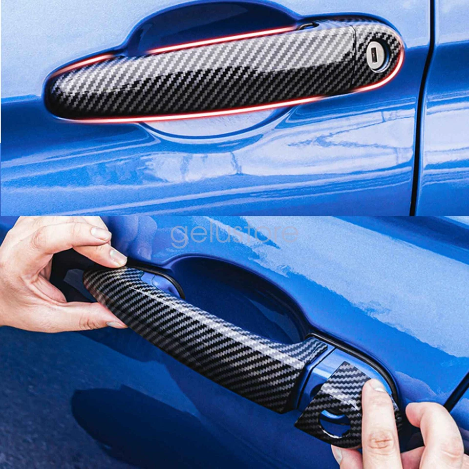 Cubierta de manija de puerta lateral de coche de fibra de carbono para BMW 328d xDrive 330i 2005-2019 Foto 2 de 4