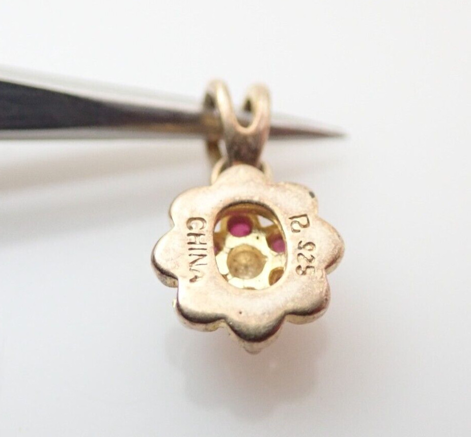 Ross Simons Signed Ruby Diamond Flower Sterling S… - image 4