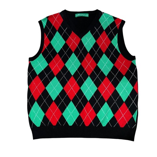 V-Neck Wool Blend Argyle Sweater Vest 
