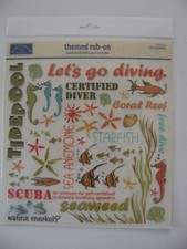 Karen Foster Rub-on LET'S GO DIVING Ocean Beach 8" X 8" Sheet