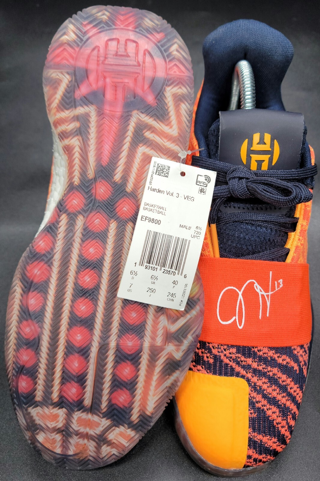 Adidas Harden Vol. 3 Vegas Flash Orange Size 7 Men RARE! image 5