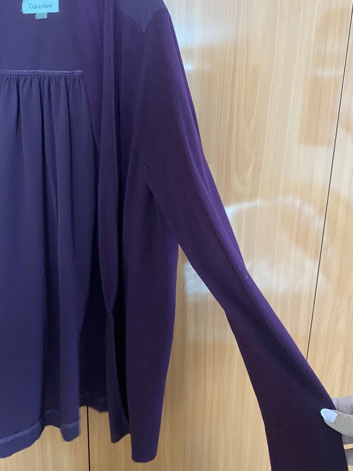 Cárdigan Mujer Calvin Klein Morado Frente Abierto Talla 3X Foto 4 de 4