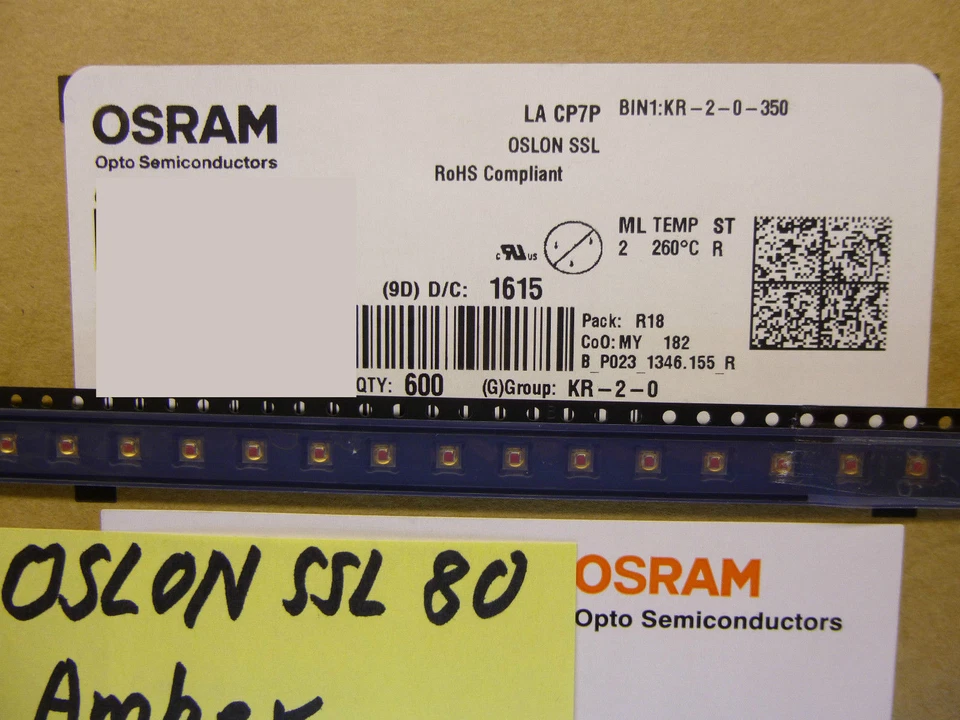 30 pieces OSRAM OSLON® SSL 80 COLOR LED AMBER 1W HIGH POWER 3030 LA CP7P  - Image 4 of 4