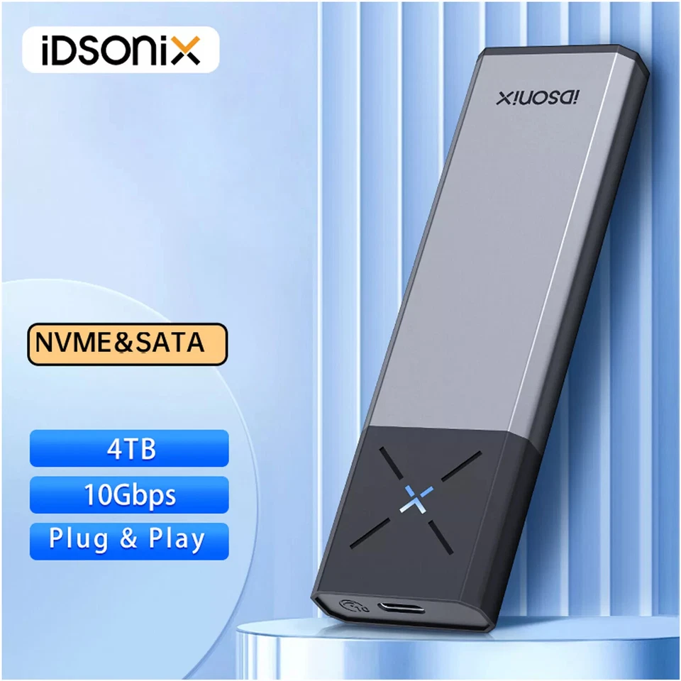 IDSONIX M.2 NVME PCIe SATA SSD-Gehäuse Dual Protocol USB 3.2 Gen 2 10Gbps mit UASP SSD