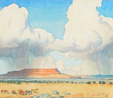 Maynard Dixon : Rain on the Mesa : 1945 : 13x19 Archival Art Print