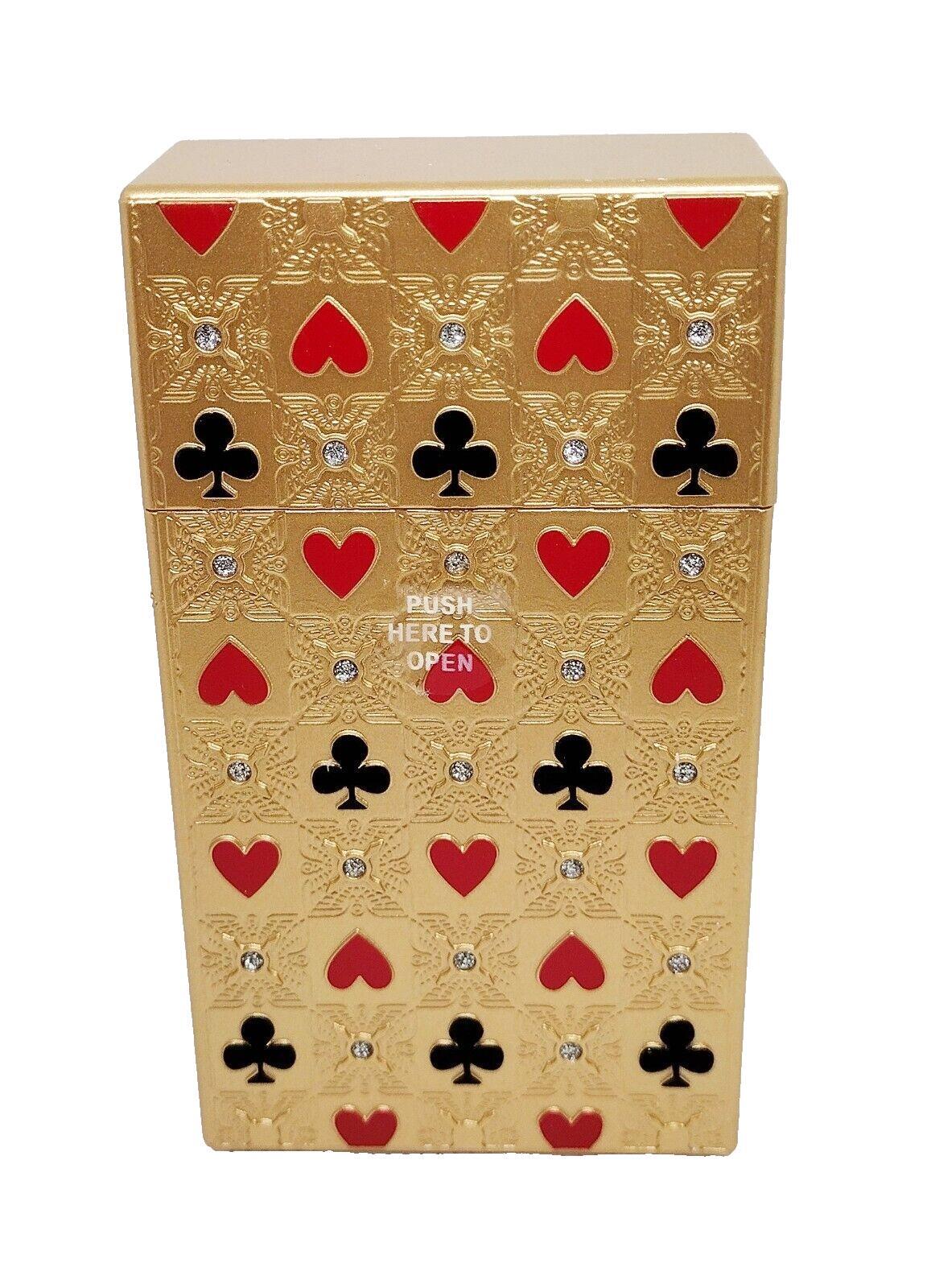 Fujima Gold Hearts And Clubs 100s Size Push-N-Open Cigarette Case