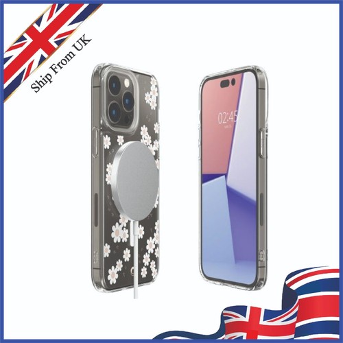 iPhone 14 Pro Spigen Cyrill Cecile White Daisy MagSafe Clear Case - Elegant - Picture 7 of 12
