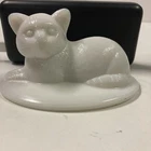 Vintage Westmoreland Cat On A Nest TOP ONLY White Milk Glass