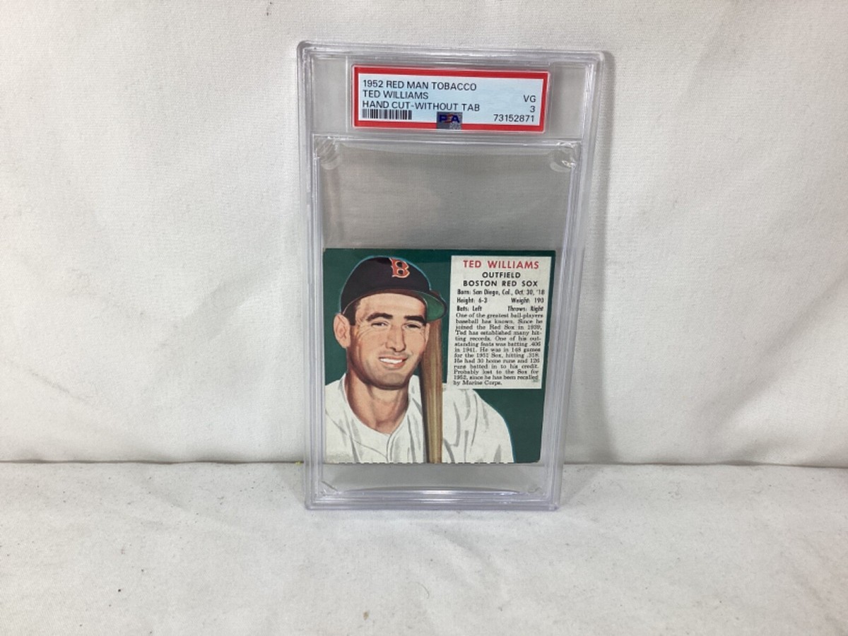 Vintage 1952 Red Man Tobacco Baseball #23 Ted Williams Red Sox PSA 3  Without Tab