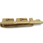 Vintage EEL Monogram Tie Clip Bar Gold Tone Art Deco Geometric Mens Jewelry