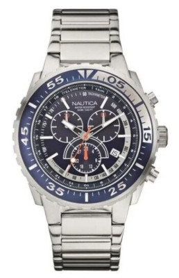 Nautica Blue Dial 45mm Stainless Steel Chronograph Men's Watch Nst 700 N16655G