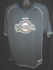 Milwaukee Brewers Men's Dynasty V Neck Embroidered Pull Over Jersey Shirt Large