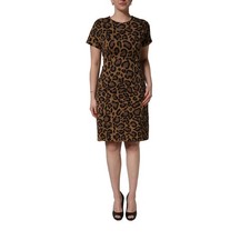 DOLCE & GABBANA Dress Brown Leopard Jacquard Knee Length IT46/US12/XL 1730usd