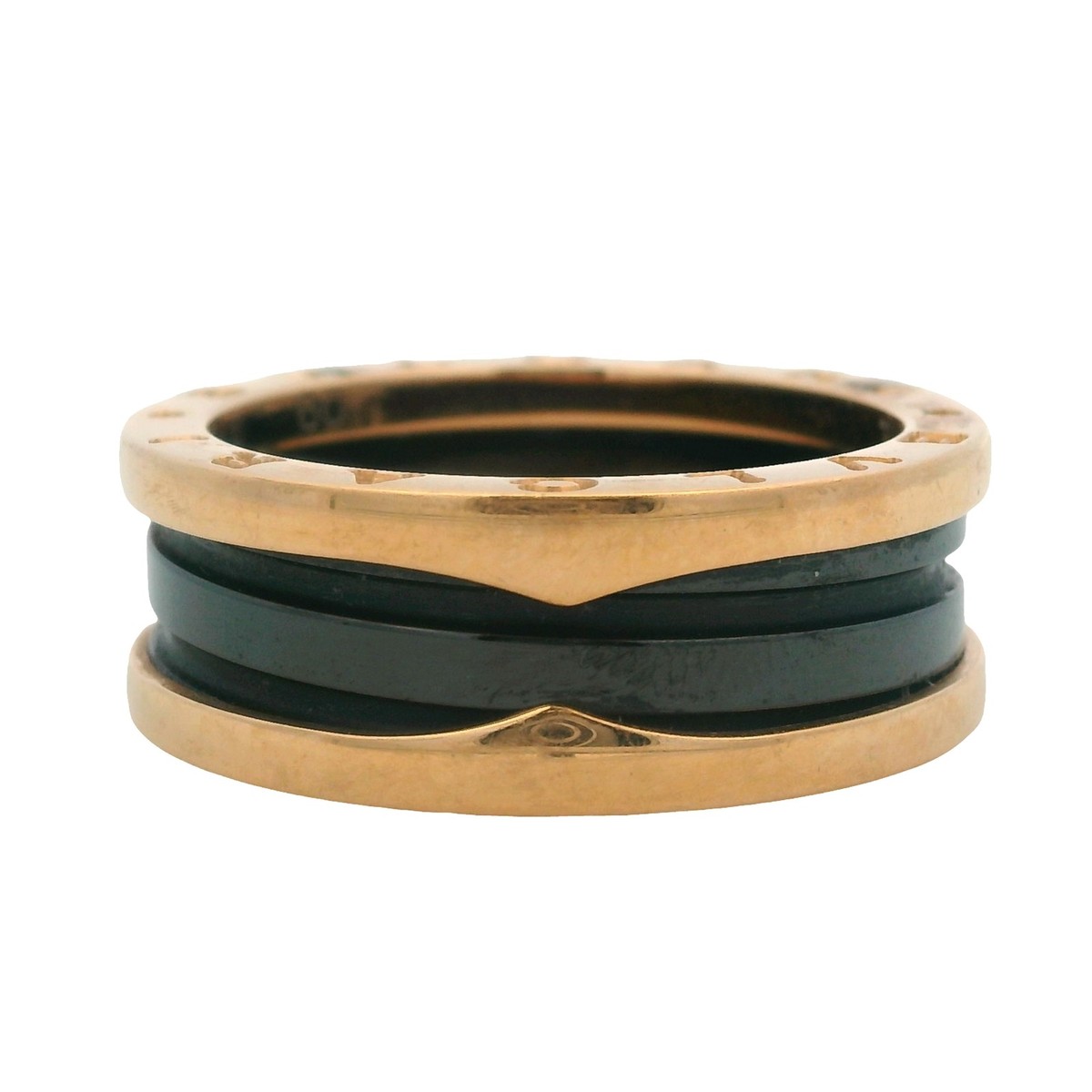 Bulgari 18kt Rose Gold and Black Ceramic B.zero1Two-Band Spiral