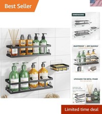 Shower Organizer Shower Caddy with Hooks Soap Holder Bathroom Storage Black