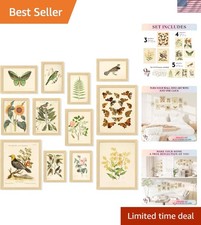 Vintage Botanical Wall Art Set - Unframed 8x10 Nature Prints for Serene Spaces