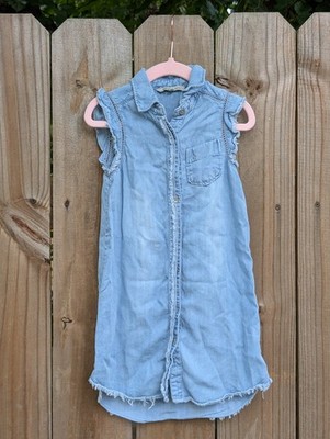 Calvin Klein Jeans Girls Light Blue Sleeveless Button Down Dress