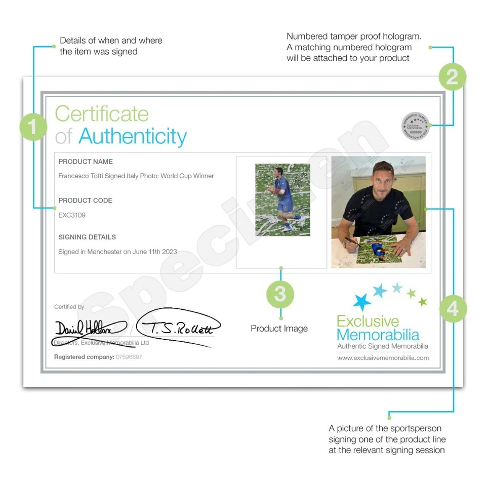 弗朗切斯科·托蒂签名意大利足球照片:世界杯冠军 — 第 3/4 张图片