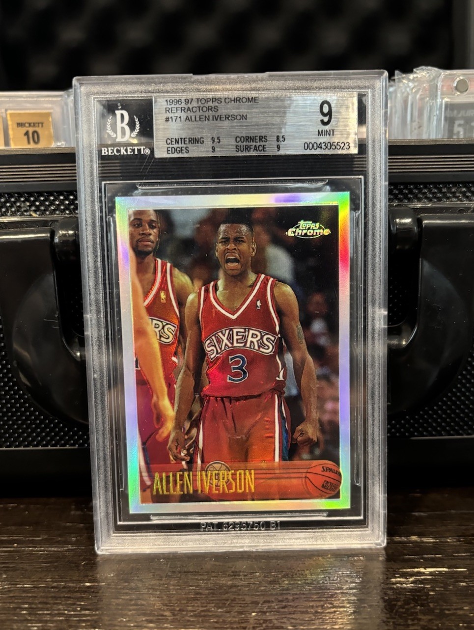 1996-97 Topps Chrome Allen Iverson Rookie RC Refractor BGS 9 GREAT COLOR